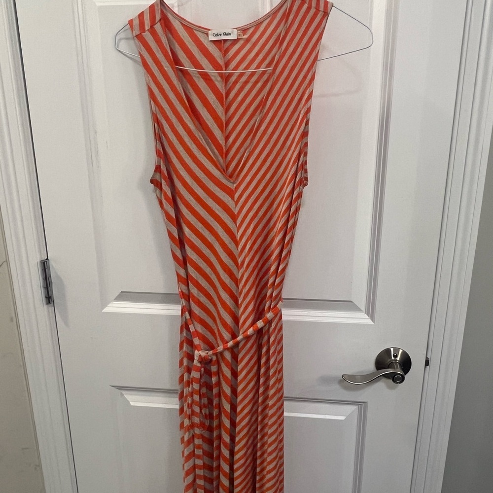 Calvin Klein Women's Orange Striped Dress